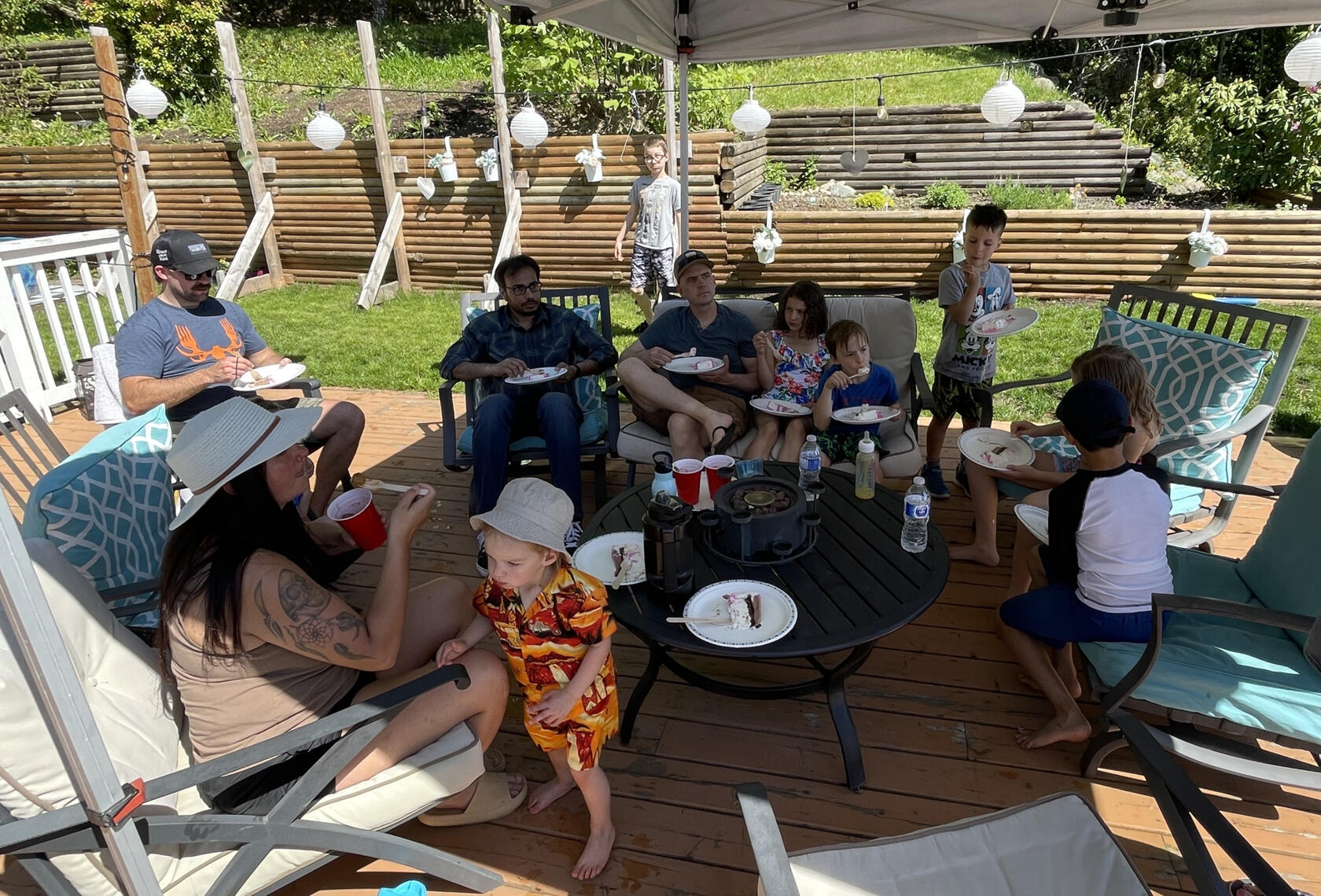 Family enjoying social meal together